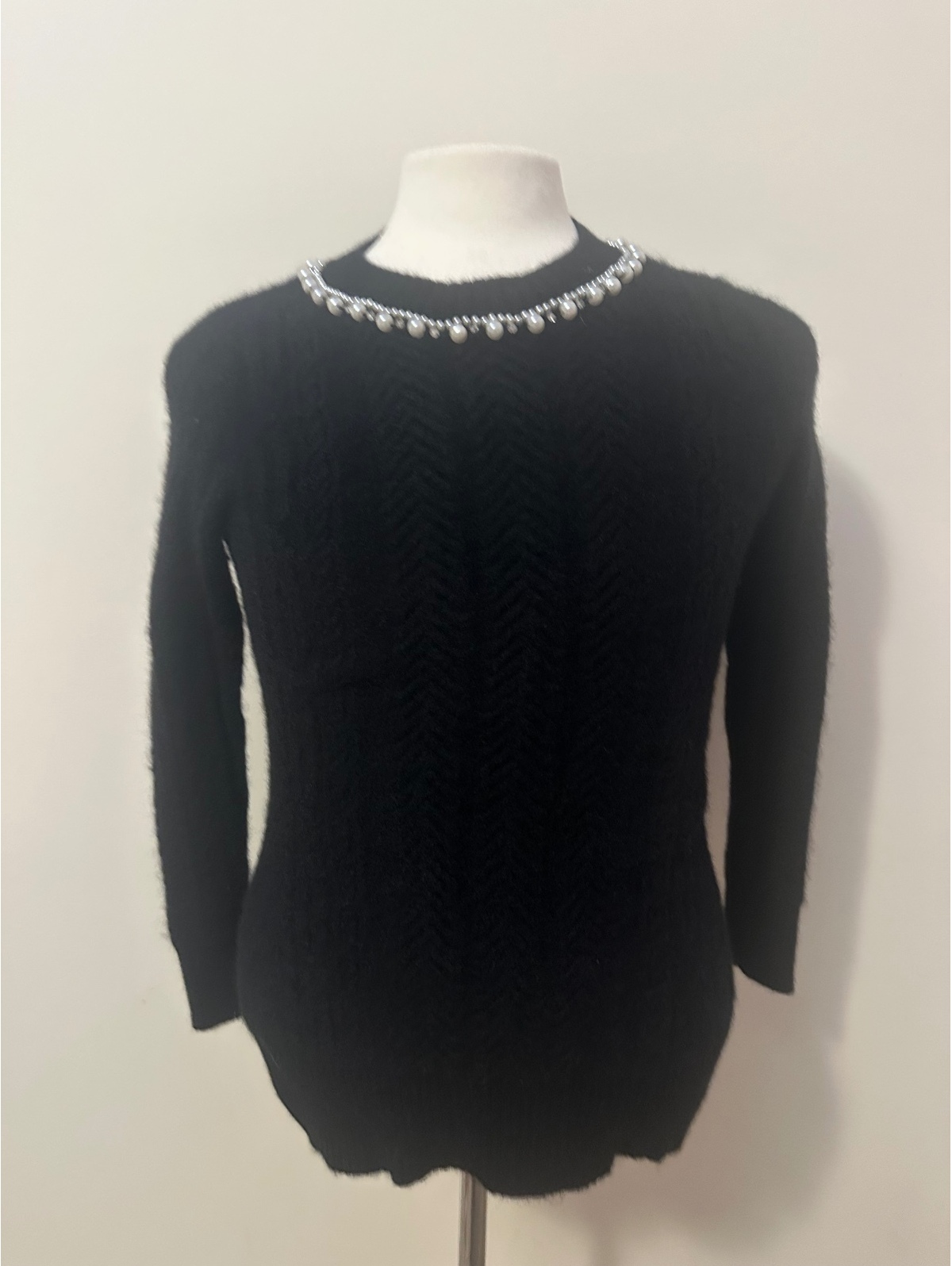 Charters Club 100% Cashmere Black Embellished Sweater